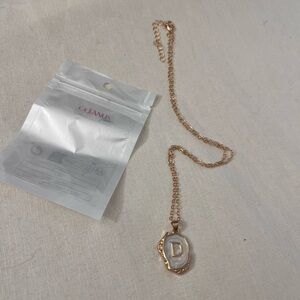 OCEANUS Necklace with White D Initial Pendant